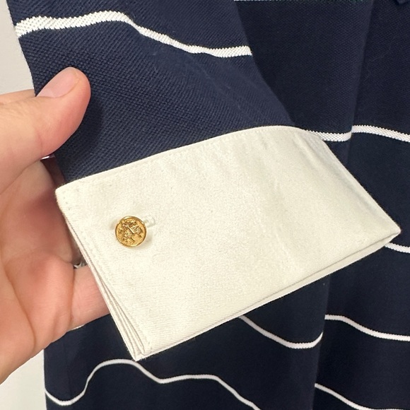 346 Brooks Brothers Classic Navy and White Striped Long Sleeve Dress L - Picture 3 of 5